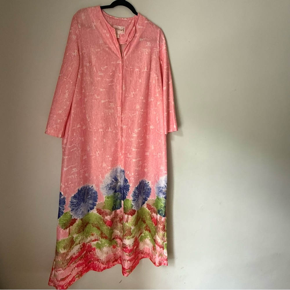 Vintage 70s Lounge Craft Pink Boho Caftan/Loungewear Size L
